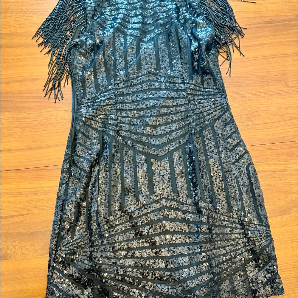 Superdown Carly Fringe Black Sequin Mini Dress - Picture 4 of 5